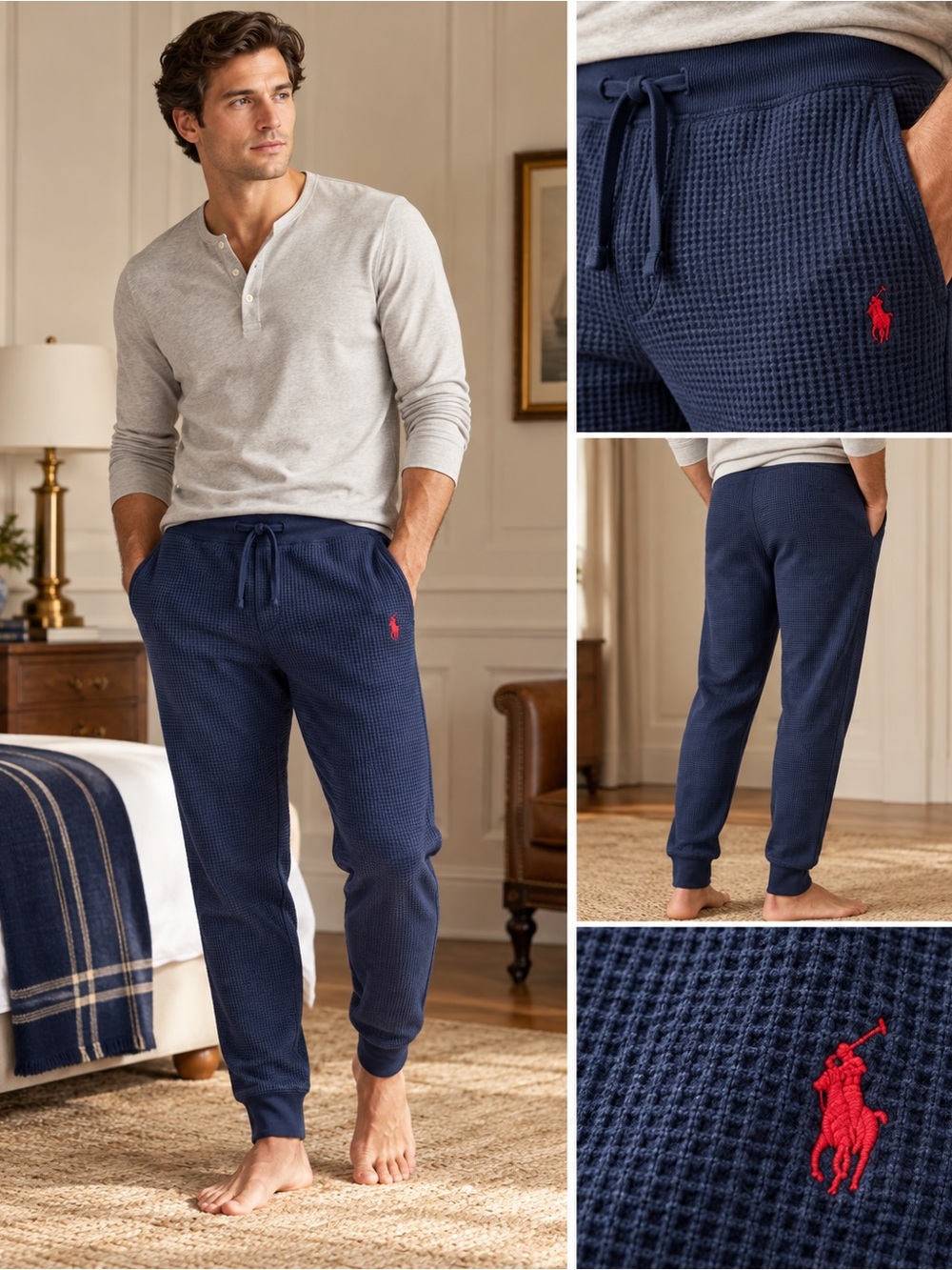 Polo Ralph Lauren Waffle Knit Jogger Lounge Pants Navy Men’s L NWT